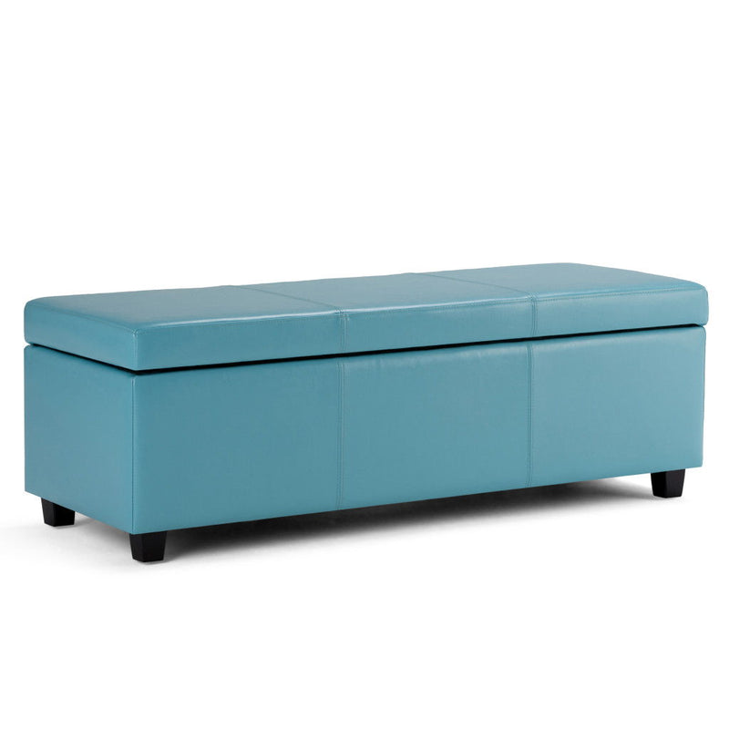 48" Storage Ottoman - Dark Brown / Blue