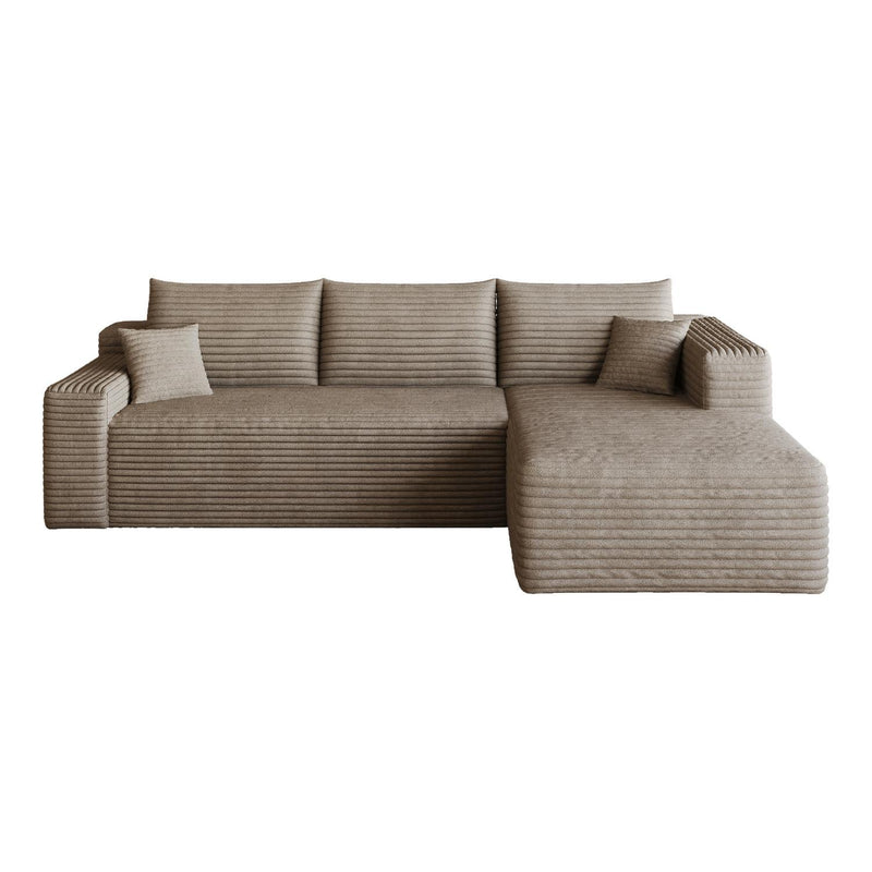 Corduroy Modular L Shaped Sofa And Chaise Sectional (762664) - Camel