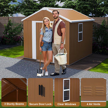 Load image into Gallery viewer, Heavy Duty Metal Storage Shed With Windows, Lockable Door &amp; Ventilation, Weatherproof Outdoor Garden Shed For Backyard, Brown Iron 6X4 Ft
