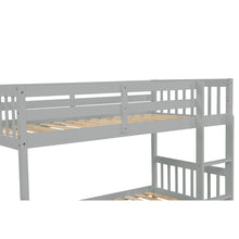 Load image into Gallery viewer, Twin Over Twin Bunk Beds with Trundle, Solid Wood Trundle Bed Frame with Safety Rail and Ladder, Kids/Teens Bedroom, Guest Room Furniture, Can Be converted into 2 Beds,Grey (Old Sku:W504S00027)
