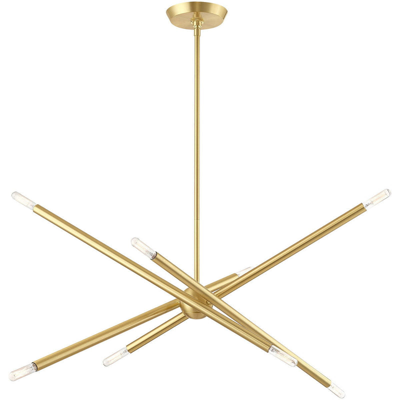 24" Eight Light Dimmable Chandelier With Shades - Brass