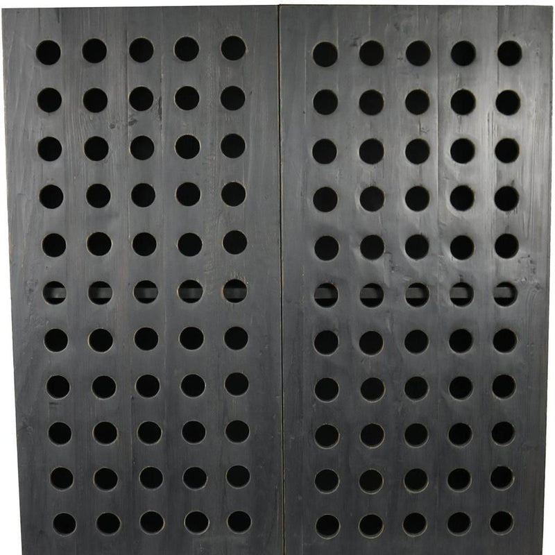 Solid Wood And Metal Holey Two Door Accent Chest - Dark Gray