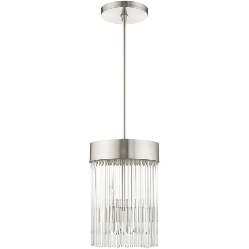 24" Three Light Dimmable Chandelier With Shades - Nickel