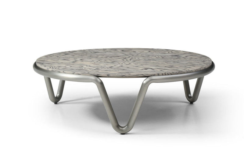 43" Stainless Steel Round Coffee Table - Gray / Silver