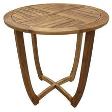 Load image into Gallery viewer, Outdoor Circular Wood Bistro Table With Curved Legs And Slat Panel Table Top - Teak
