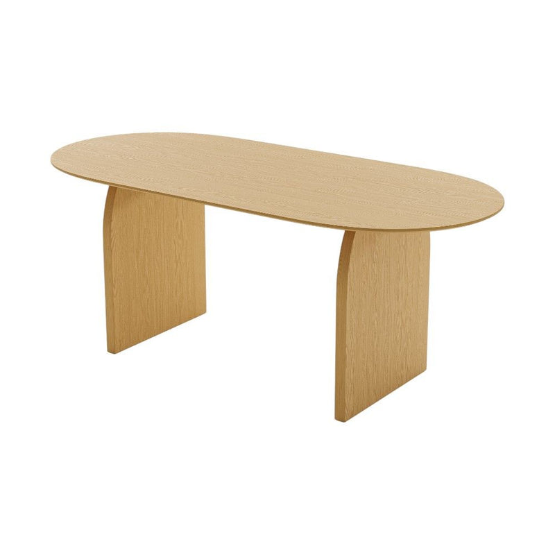 67" Solid Wood Mirrored Double Pedestal Base Oval Dining Table - Natural
