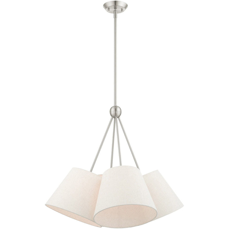 26" Four Light Dimmable Chandelier With Shades - Nickel