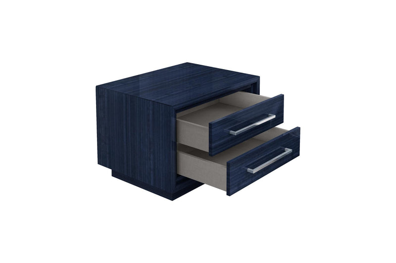 Sapphire Wood Two Drawer Nightstand - Blue