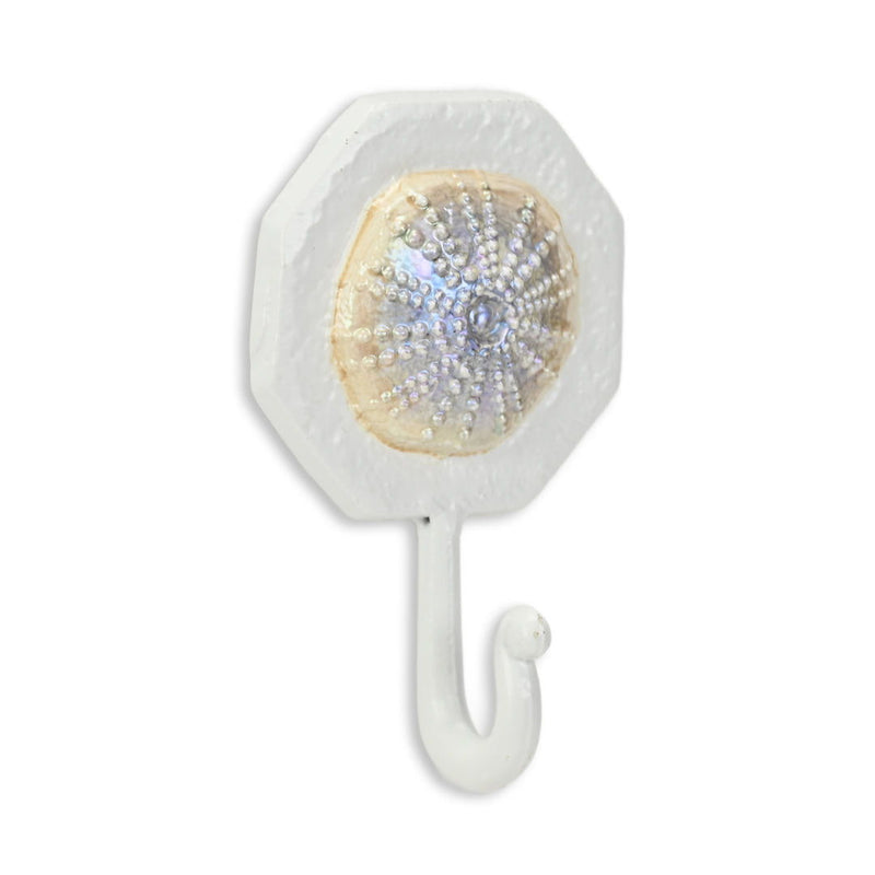 4" Cast Iron Sand Dollar Wall Hook - Pearl / White