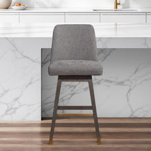 Load image into Gallery viewer, Upholstered And Solid Wood Swivel Bar Chair - Gray And Brown
