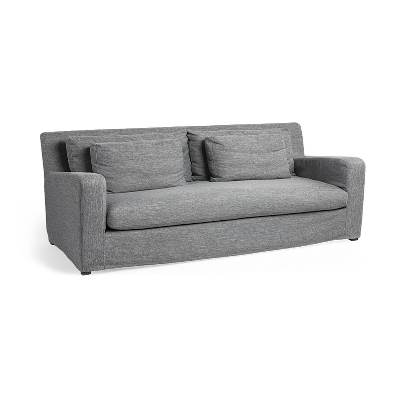 Slipcovered Fabric Sofa With Toss Pillows - Dark Gray