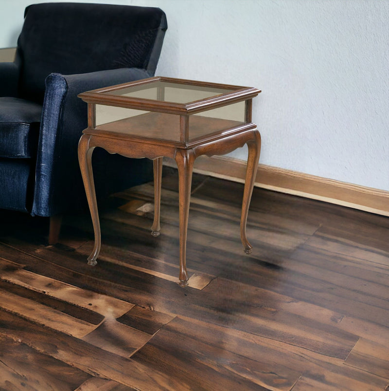 Glass Rectangular End Table - Dark Brown