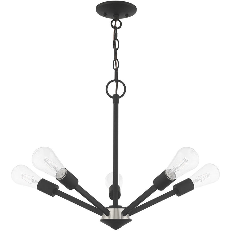18" Five-Light Dimmable Chandelier With Shades - Black