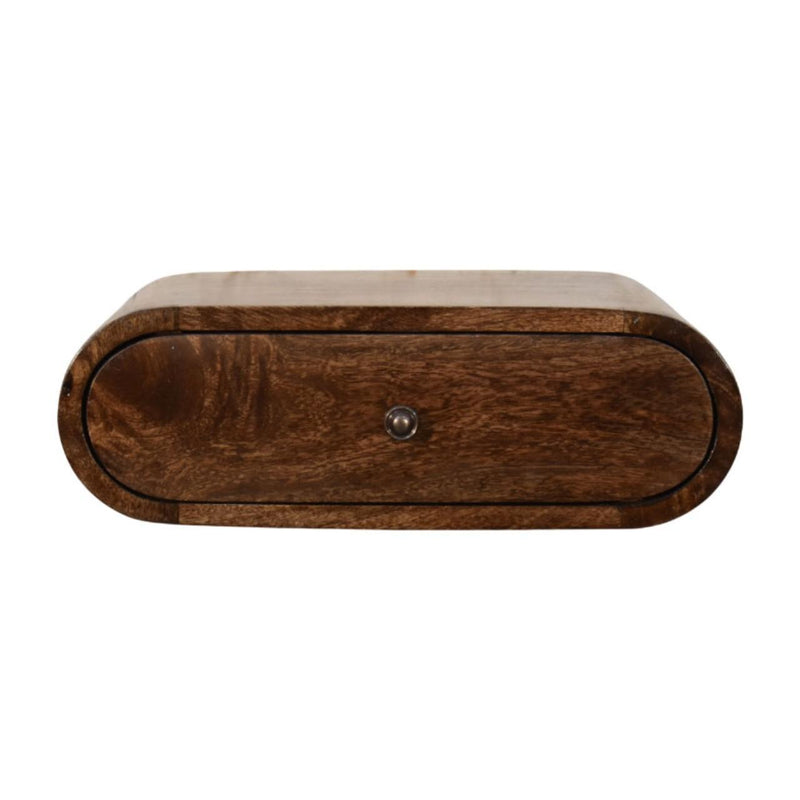 Solid Wood Oval One Drawer Floating Nightstand - Brown