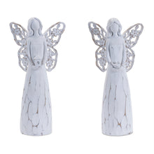 Load image into Gallery viewer, Poly Floral Wing Angel Figurines (Set of 4) - White

