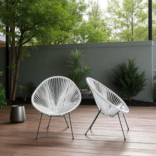 Load image into Gallery viewer, Outdoor Lounge Chair Set With Handwoven Seats, Weather Resistant - White
