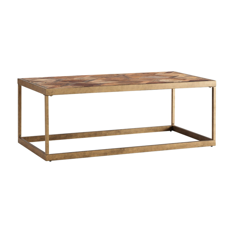48" Solid Wood And Metal Rectangular Coffee Table - Brown