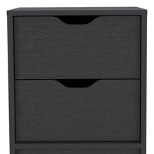 Load image into Gallery viewer, 16.1" x 14.3" x 18.9" Two Drawer Faux Wood Nightstand - Black
