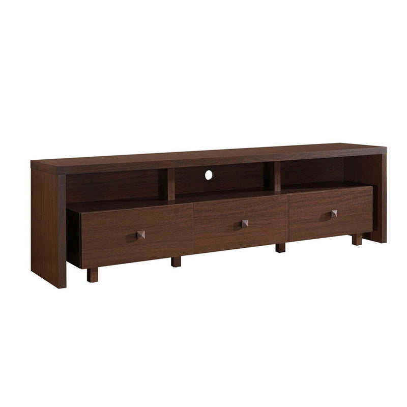 Wood Enclosed Open Storage TV Stand - Brown
