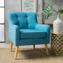 Load image into Gallery viewer, Modern Arm Chair With Tufted Back And Wooden Legs
