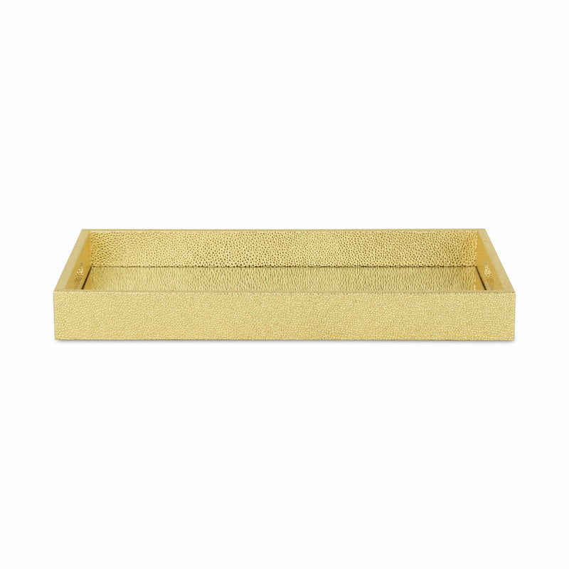 16" Rectangular Wood Handmade Tray With Handles - Gold