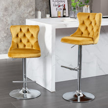 Load image into Gallery viewer, Swivel Barstools Adjusatble Seat Height From 25-33", Modern Upholstered Base Bar Stools With Backs Comfortable Tufted For Home Pub And Kitchen Island (Set of 2)
