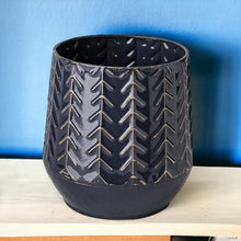 Load image into Gallery viewer, Organically Embossed Chevron Vase - Navy
