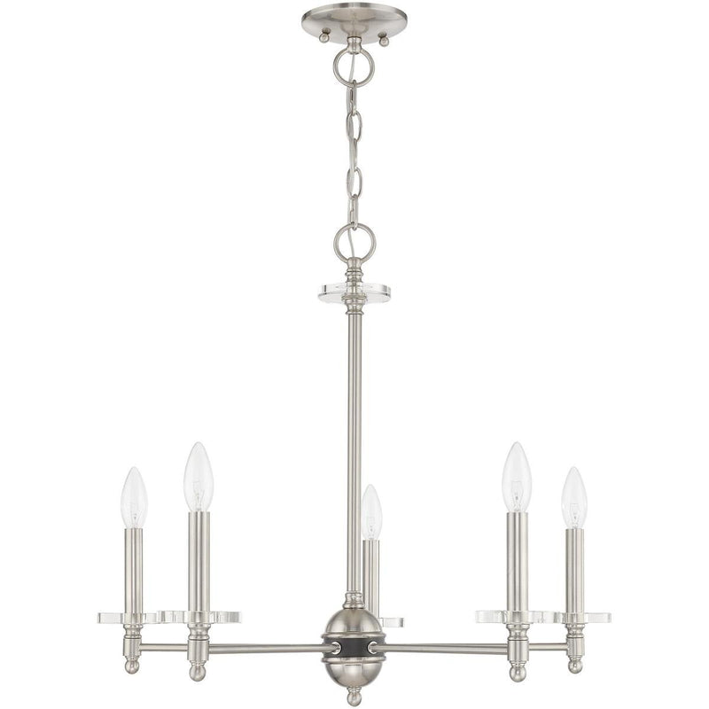 22'' 5-Light Dimmable Chandelier With Shades - Nickel