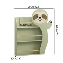 Load image into Gallery viewer, Sloth Bookshelf, Front Facing Toddler Book Display Rack With 3 Tiers, Cute Animal Design - Sage Green
