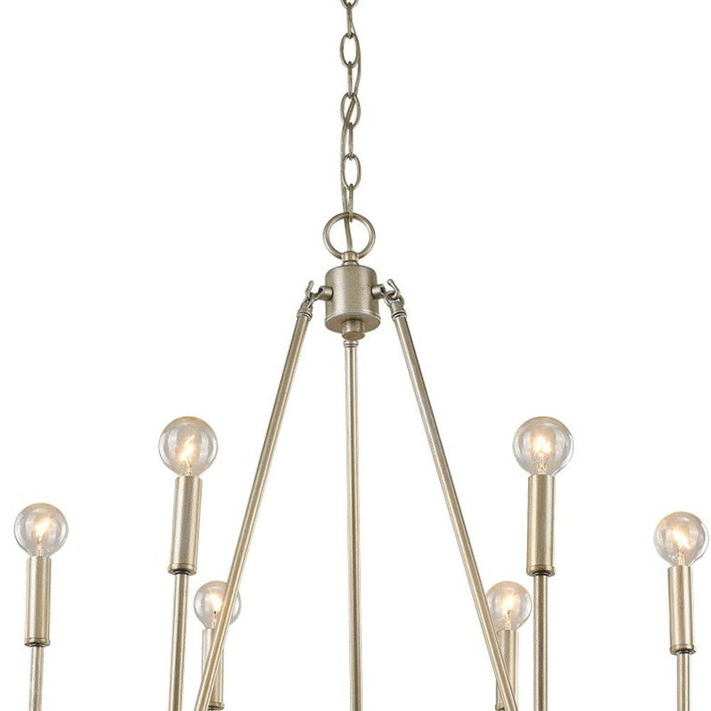 Candle Style Six Light Metal Dimmable Chandelier - Gold