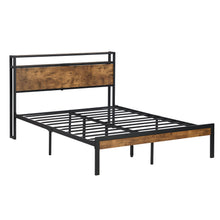 Load image into Gallery viewer, Metal Platform Bed Frame With Wooden Headboard And Footboard With USB Liner, No Box Spring Needed, Under Bed Storage
