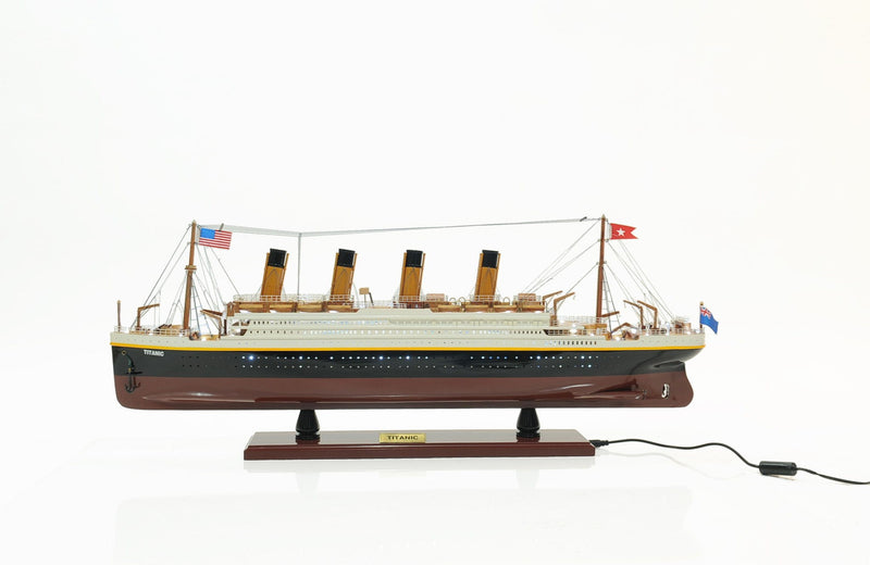 Hand Painted 1912 RMS Titanic Lights Model Boat - Black / White