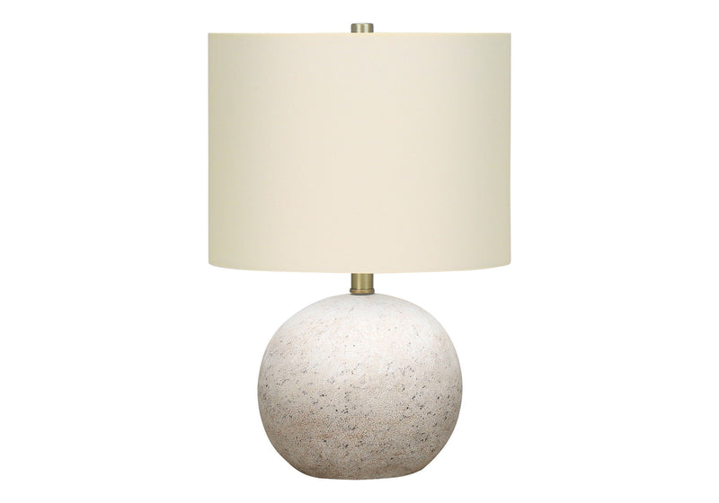 20" Concrete Round Table Lamp With Ivory Drum Shade - Gray