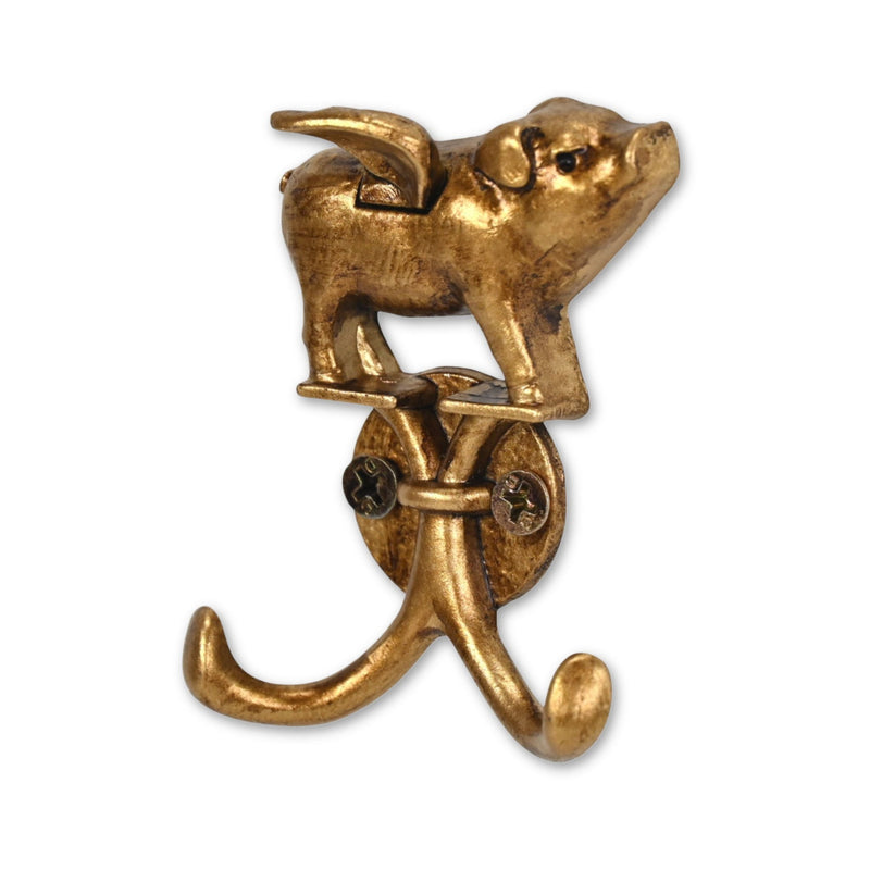 Two Hook 2" Cast Iron Wall Hooks - Gold