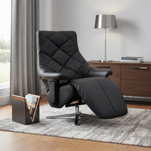Load image into Gallery viewer, Tufted Genuine Leather Power Swivel Recliner (730545) - Black
