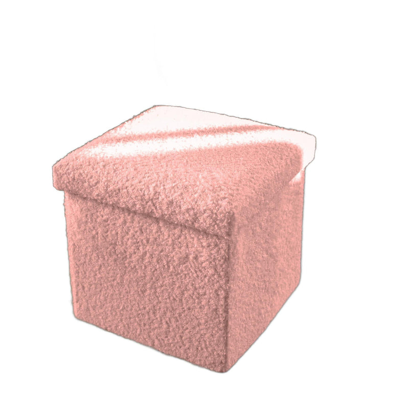 12" Boucle Cube Storage Ottoman - Pink