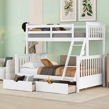 Load image into Gallery viewer, Twin-Over-Full Bunk Bed with Ladders and Two Storage Drawers (White){old sku:LT000165AAK}
