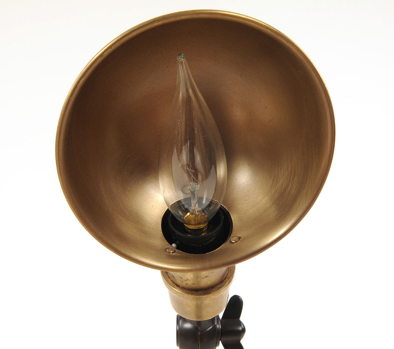 Metal Adjustable Desk Table Lamp With Gold Bowl Shade - Black