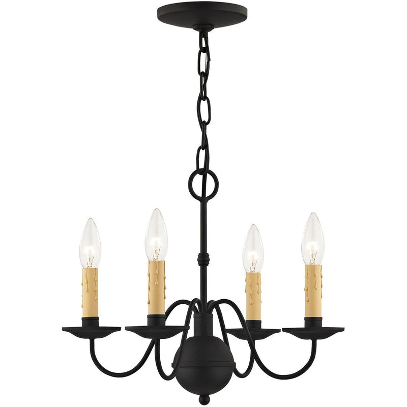 Four Light Metal Dimmable Chandelier With Shades - Black