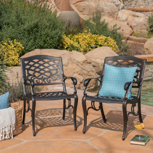 Load image into Gallery viewer, Luminea - Outdoor Aluminum Dining Chair With Scroll Design, Lattice Pattern And Cabriole Legs - Copper
