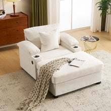 Load image into Gallery viewer, Fabric Sofa Bed With Cupholders And USB Charging Ports Chair For Living Room
