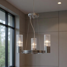 Load image into Gallery viewer, 20" Three Light Dimmable Chandelier With Shades - Silver
