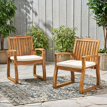 Load image into Gallery viewer, Della - Wood Armchair (Set of 2) Outdoor Dining Chairs - Cream
