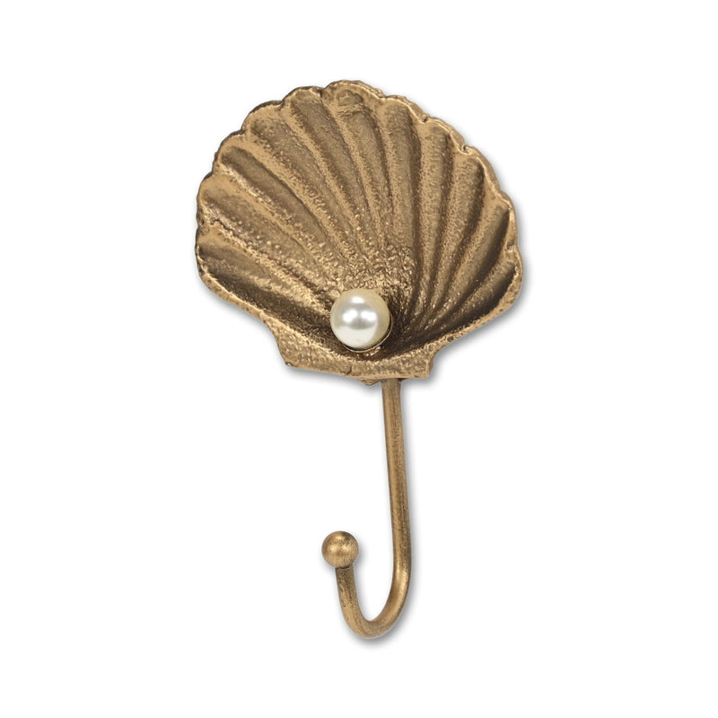 4" Cast Iron Seashell Wall Hook - Gold