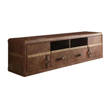 Load image into Gallery viewer, Leather Cabinet Enclosed Storage TV Stand - Brown
