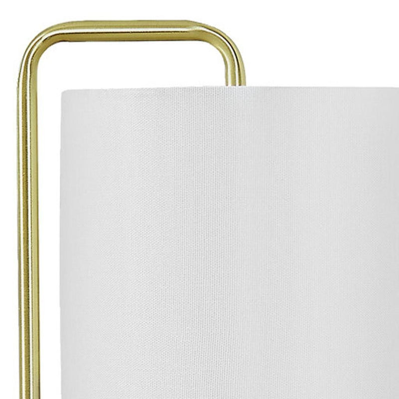 Marble Round Arched Table Lamp With Ivory Drum Shade - Gold And White