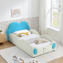 Load image into Gallery viewer, Cute Cloud Shape Bed With Guardrails Cartoon Design, Storage Pocket
