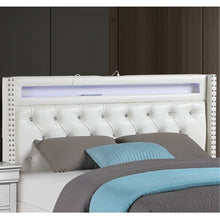 Load image into Gallery viewer, Modern Bed With LED Lights, Charging Port, Tufted Headboard
