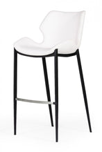 Load image into Gallery viewer, Faux Leather And Steel Low Back Bar Height Bar Chairs (Set of 2) - White And Black
