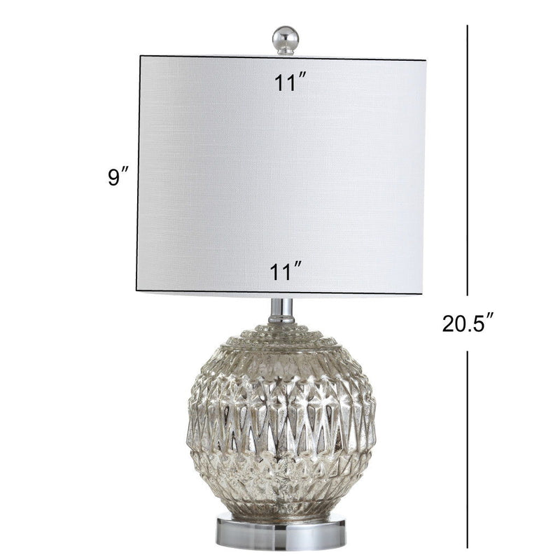 21" Novelty Table Lamp LED With Globe Shade - Silver / Pearl Silver